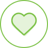 Green heart icon in a circle, love or favorite symbol
